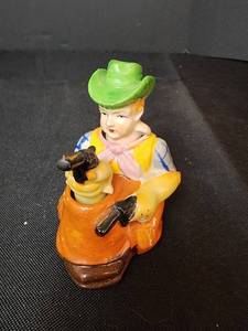 lot 116 image: Rare Double Nodding Cowboy and Gun Salt & Pepper Shakers (Marked Japan)