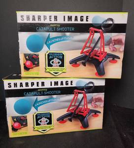 lot 218 image: (2) NIB Sharper Image Desktop Catapult Shooters