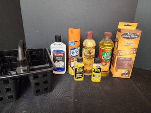 lot 259 image: Wood Cleaners, Silver Polish, Goo Gone, and Caddy