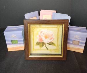 lot 282 image: Aromatherapy Bath Salts, Room Fresheners, Picture, and Hat Box