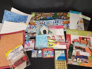 lot 309 image: Scrapbooking Stickers, Punches, Brads, Scissors, Paper, and Kits
