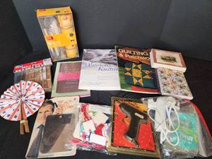 lot 324 image: (2) Hot Glue Guns, Knitting and Quilting Books, Paint Set, and More