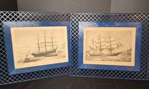 lot 364 image: (2) Ship Picture Prints 19x16