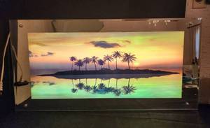 lot 19 image: Vintage Animated Scenic Island Reflection Lightbox Mirror with Audio Sounds 19x39