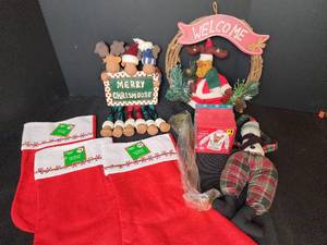 lot 416 image: Christmas Stockings, Moose Decor, and More