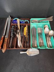 lot 444 image: Flatware, Knives, and Trays