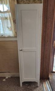 lot 41 image: Antique Wooden Cabinet Painted White 18x14x68
