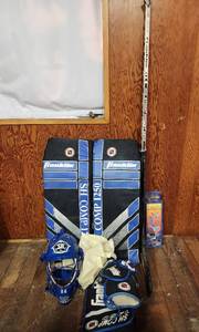 lot 50 image: Franklin Street Hockey Supplies (pads, helmet, gloves, street pucks, and more)