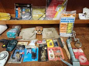 lot 628 image: Window Weather Strip, Gate Latches, Hooks, and other Hardware