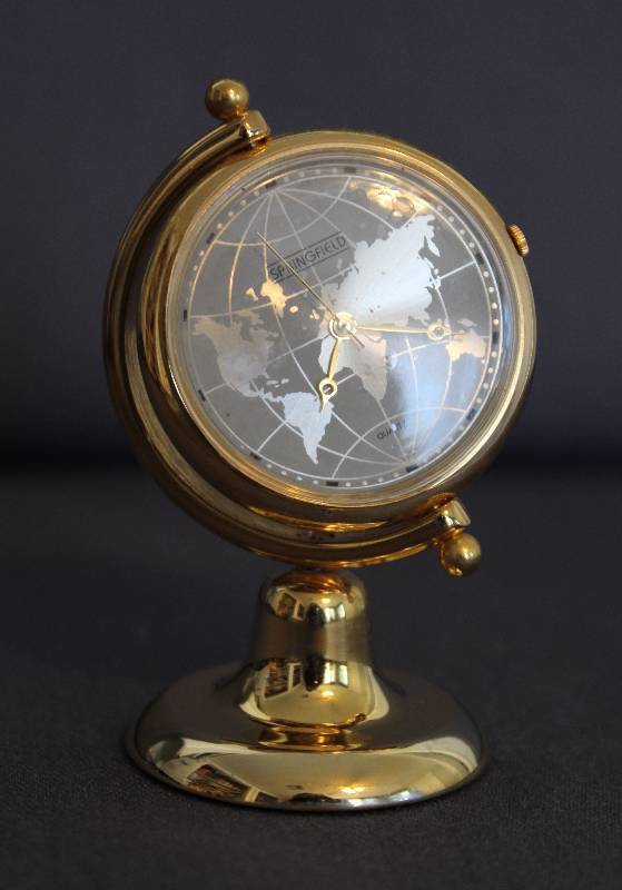 lot 4000 image: Springfield World Globe Miniature Timepiece, Quartz Clock w Japan Movement