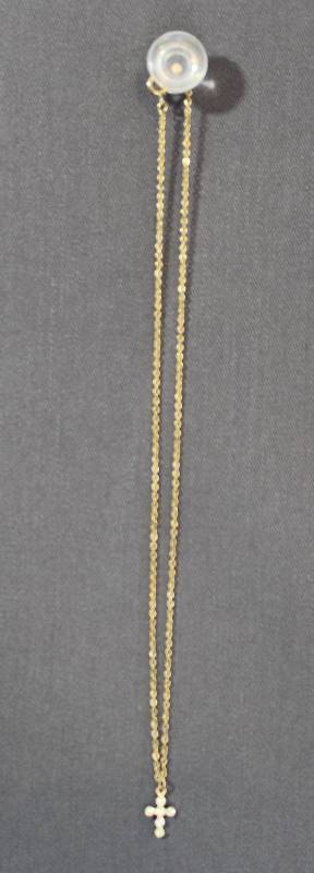 lot 4022 image: Cute Gold tone Cross Necklace with Clear Jewels