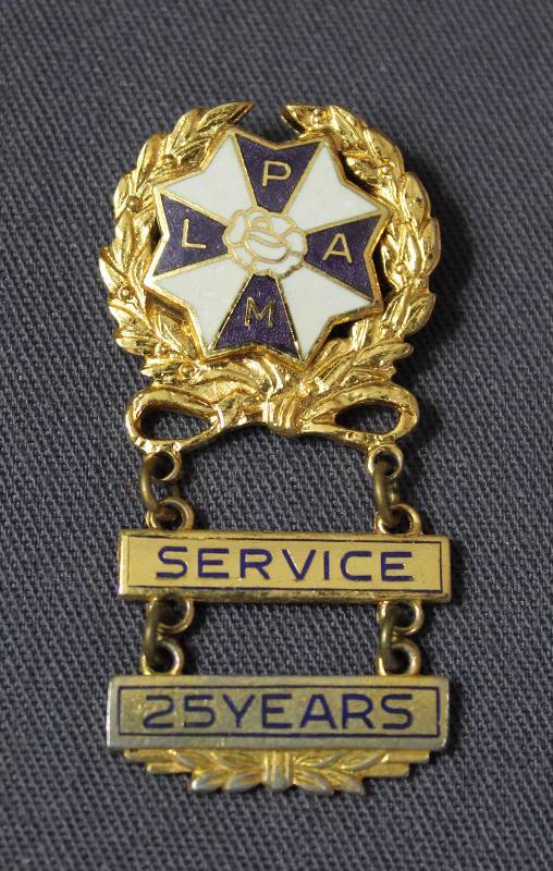 lot 4032 image: LPAM Flower Enamel 25 Years Service Lapel Pin