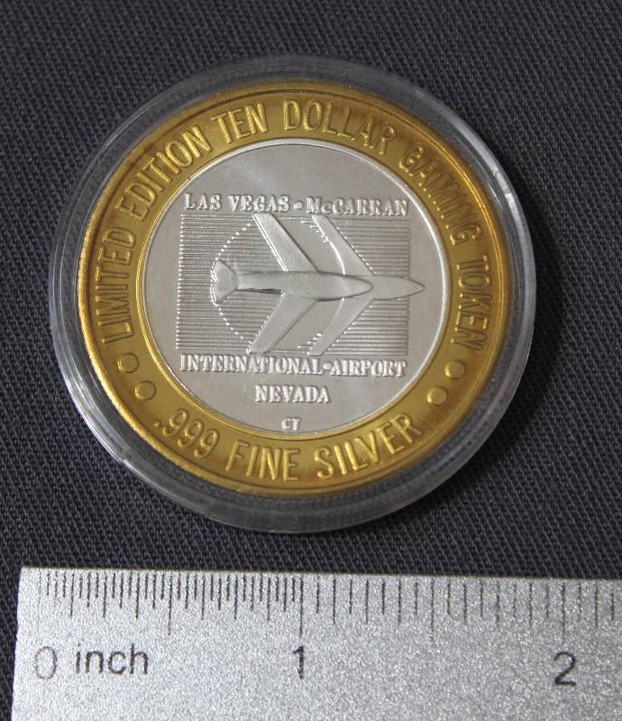 lot 4048 image: Limited Edition $10 Gaming Token .999 Fine Silver Las Vegas McCarran Airport