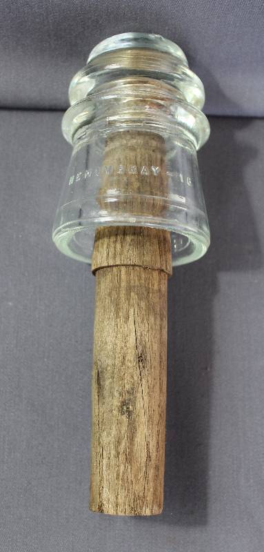 lot 4088 image: Vintage Hemingray #45 Clear Glass Insulator Made in USA 47-42 on Pole