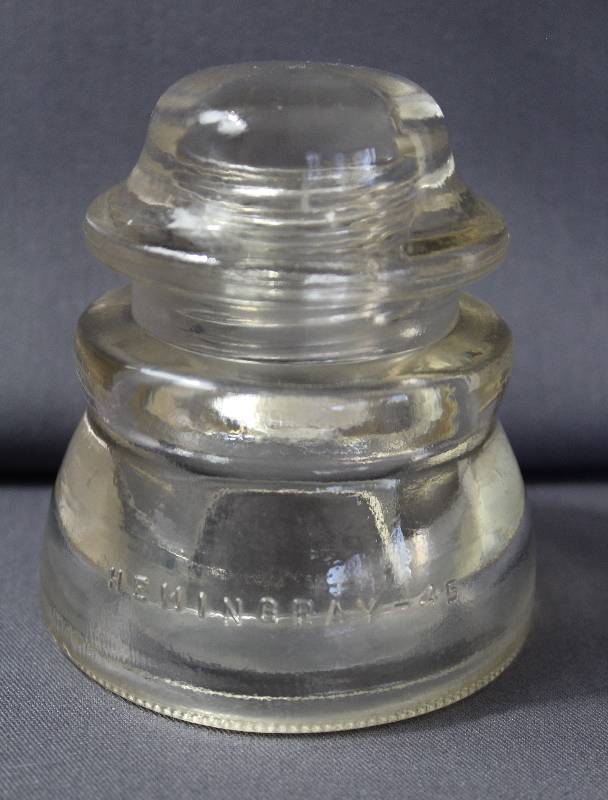 lot 4103 image: Vintage Hemingray #45 Clear Glass Insulator Made in USA 15-50