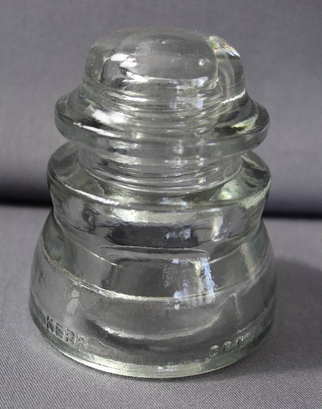 lot 4105 image: Vintage KERR DP1 Clear Glass Insulator Made in USA 24 72