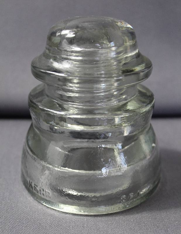lot 4106 image: Vintage KERR DP1 Clear Glass Insulator Made in USA 24 72