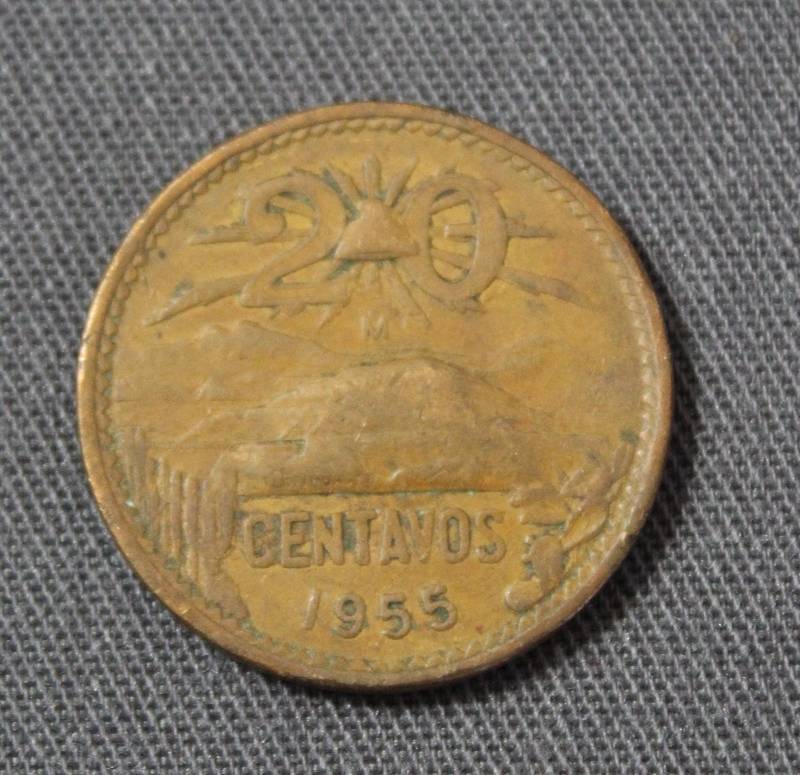 lot 4112 image: 1955 Mexican Coin - Estados Unidos Mexicanos 20 Centavos  20 Cent