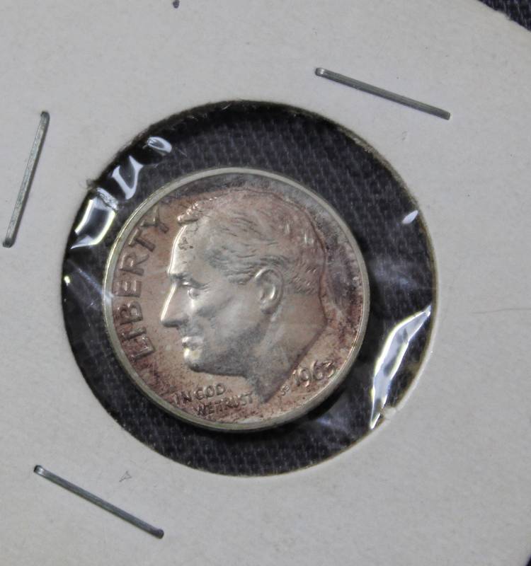 lot 4117 image: 1963 U.S.A. 9.00 Silver Coin - Dime  10 cents