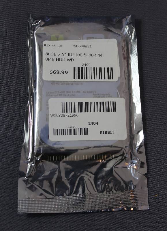 lot 4142 image: Computer 80GB, 2.5 IDE 100, 5400RPM, 8MB HDD WD 2404
