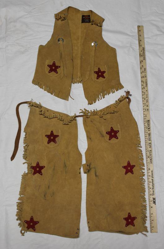 lot 5021 image: Childs Western 100% Leather Vest & Chaps, John R. Craighead Co. in Denver, CO