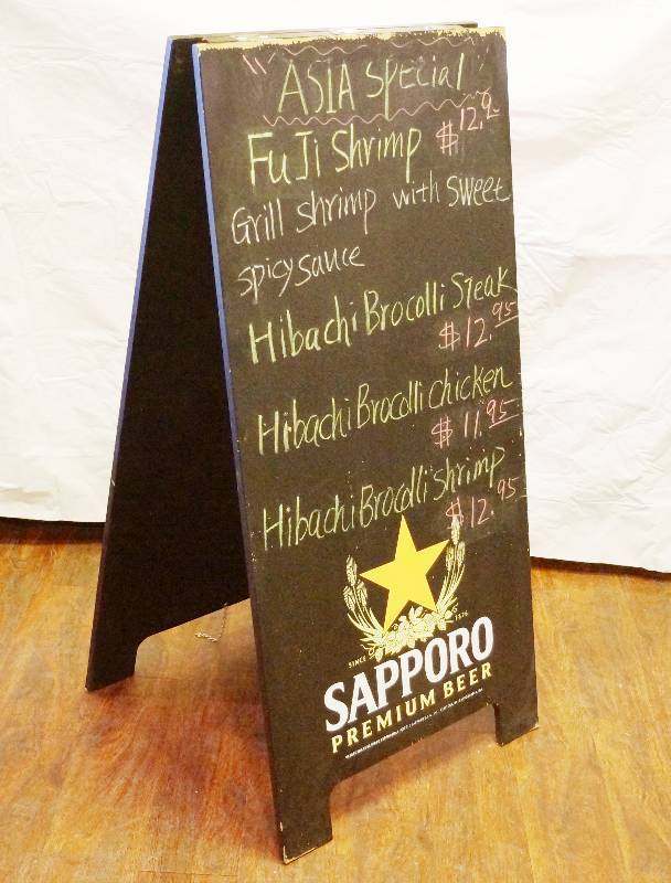 lot 5112 image: Sandwich Board Sign - Chalkboard - 4ft tall X 23.25 wide - COOL See photos