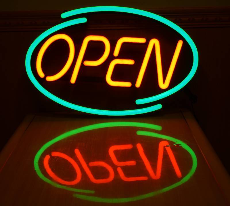 lot 5113 image: BRIGHT OPEN SIGN - LED - w original box - WORKS See video