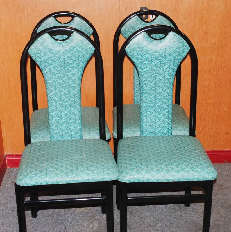 lot 5214 image: Lot of 4 - Heavy Duty Restaurant Dining Chairs - Aqua Green Color