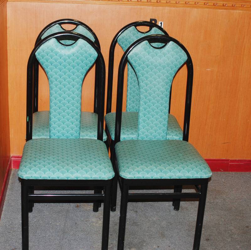 lot 5216 image: Lot of 4 - Heavy Duty Restaurant Dining Chairs - Aqua Green Color
