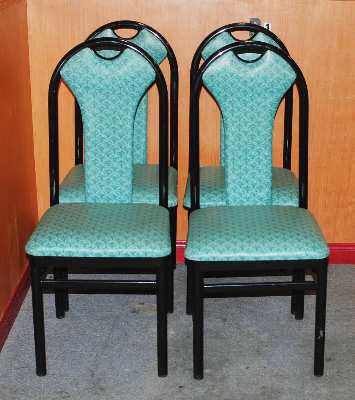 lot 5217 image: Lot of 4 - Heavy Duty Restaurant Dining Chairs - Aqua Green Color
