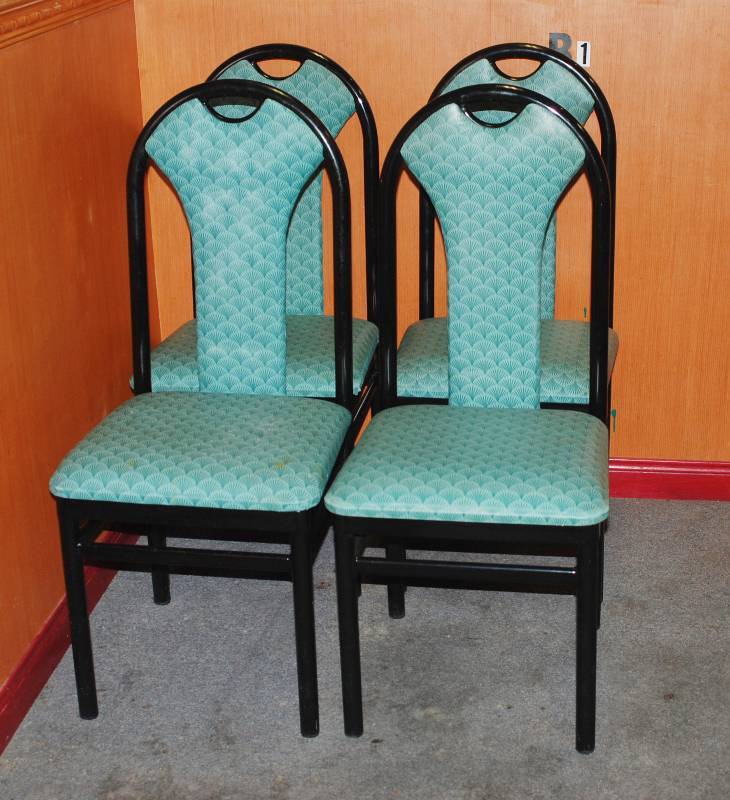 lot 5219 image: Lot of 4 - Heavy Duty Restaurant Dining Chairs - Aqua Green Color