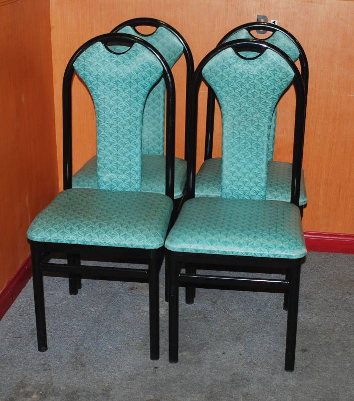 lot 5221 image: Lot of 4 - Heavy Duty Restaurant Dining Chairs - Aqua Green Color