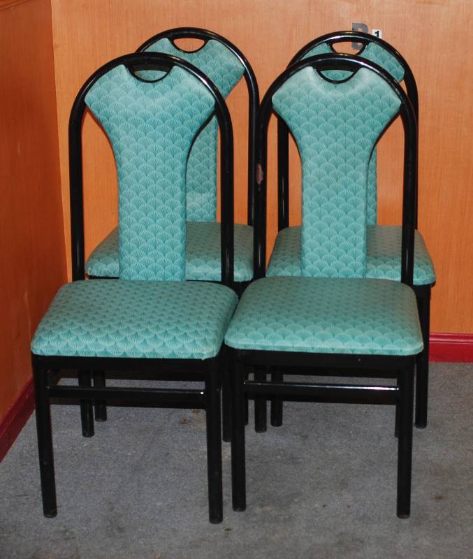 lot 5222 image: Lot of 4 - Heavy Duty Restaurant Dining Chairs - Aqua Green Color