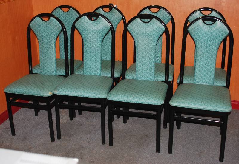 lot 5224 image: Lot of 8 - Heavy Duty Restaurant Dining Chairs - Aqua Green Color