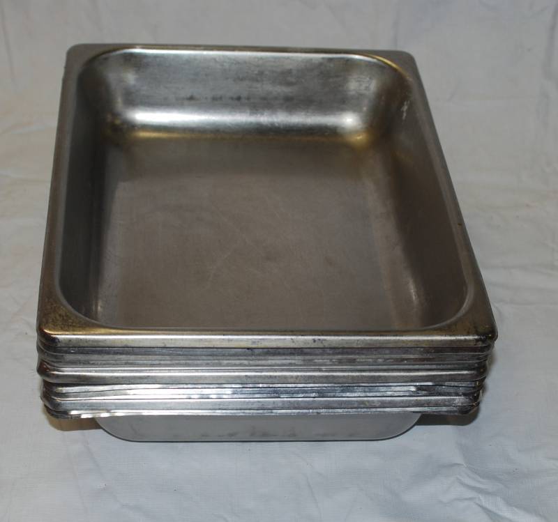 lot 5103 image: Lot of 12 - Stainless Steel Buffet Serving Trays  Approx 13 x 10.5