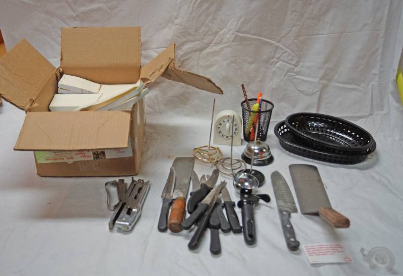 lot 5433 image: Huge Box of Gift Certificates - KNIVES - Stapler - and Misc Kitchen Stuff - LOOK HERE