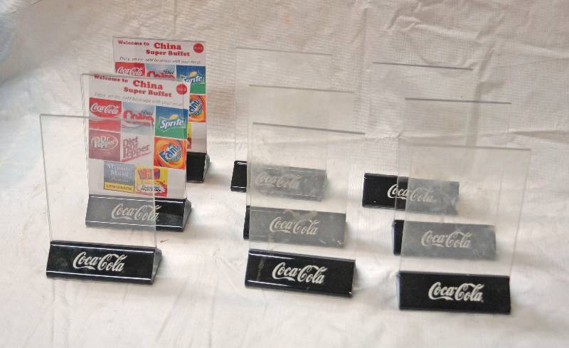 lot 5067 image: Lot of 9 Coca Cola - Table Top Advertisement Holders - Cool