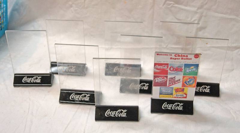 lot 5068 image: Lot of 9 Coca Cola - Table Top Advertisement Holders - Cool