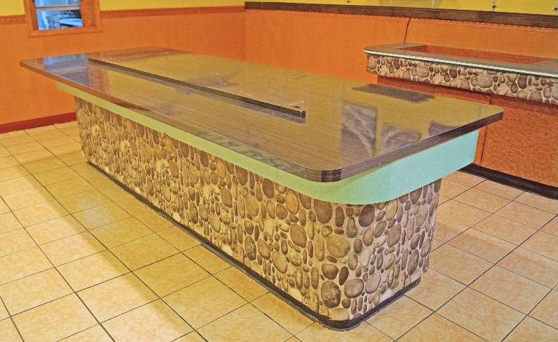 lot 5083 image: Large ServingBuffet Counter with Storage Below - Matches other Buffet Items on this Auction