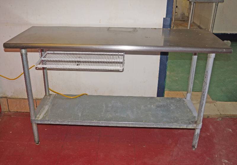 lot 5030 image: Stainless Steel Restaurant Table 5ft x 2ft x 3ft tall