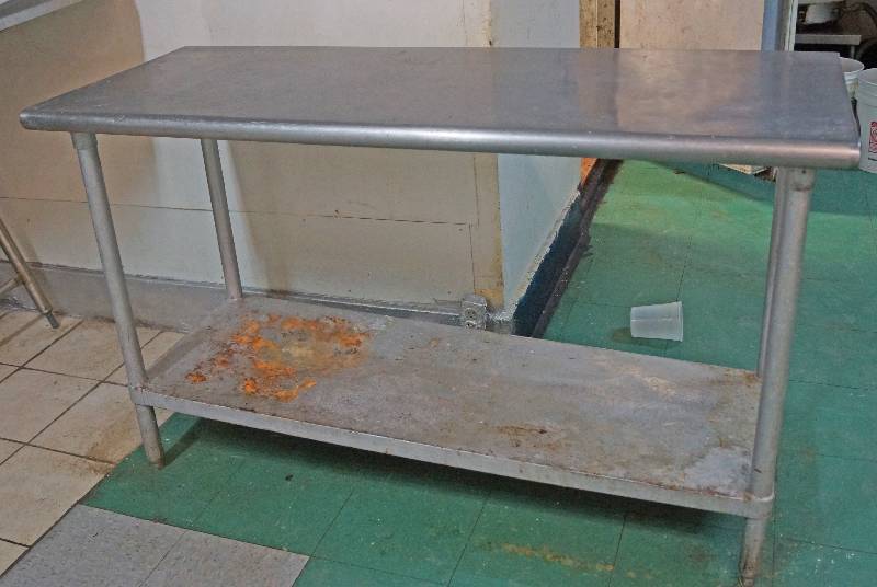 lot 5036 image: Stainless Steel Restaurant Table 5ft x 2ft x 3ft tall