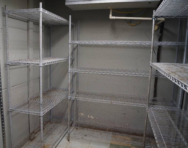 lot 5044 image: Lot of 2 Commercial Restaurant Metal Shelves  - Used in a walk-in Freezer