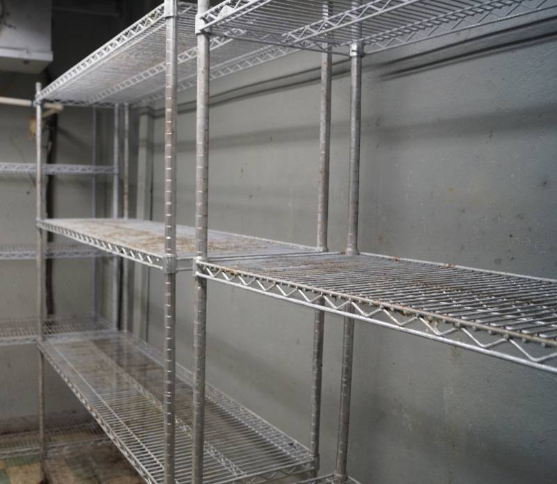 lot 5045 image: Lot of 2 Commercial Restaurant Metal Shelves  - Used in a walk-in Freezer