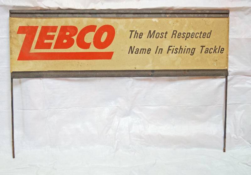 lot 5001 image: Vintage Metal ZEBCO Fishing Reel Yard Sign - 28 wide - Nice condition