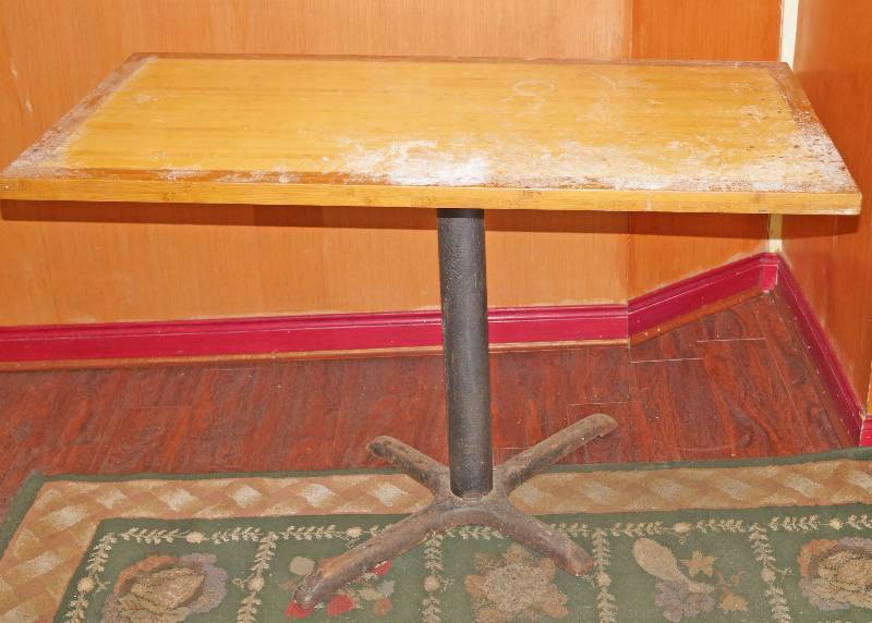 lot 95010 image: Restaurant Wood Table with Metal Base