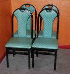 Lot of 4 - Commercial Restaurant Dining Chairs - Extremely Heavy Duty Metal Black Frame - Aqua Green Color