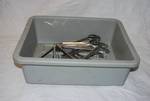 Lot of Restaurant Serving / Cooking Tongs - In a gray bus tub!