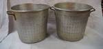 Lot of 2 Tall Metal Colanders / Strainers w/ Handles 13.5