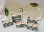 Lot of Melamine Dishes - Asian Design Dipping Sauce Trays and 2 Big Platters - crackle design - COOL!