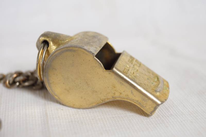 lot 1127 image: SOLID BRASS WHISTLES - Whistle on Chain - WOW
